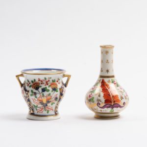 Derby Japan pattern miniature Vase and Bowl circa 1820