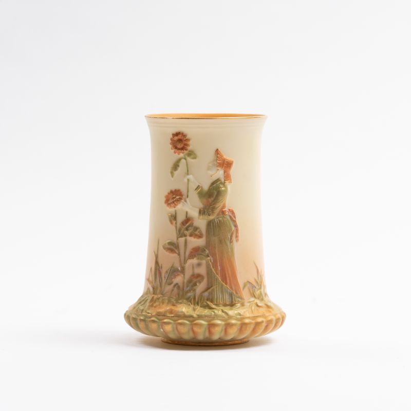 Royal Worcester Spill Vase, Kate Greenway figure. Date 1906