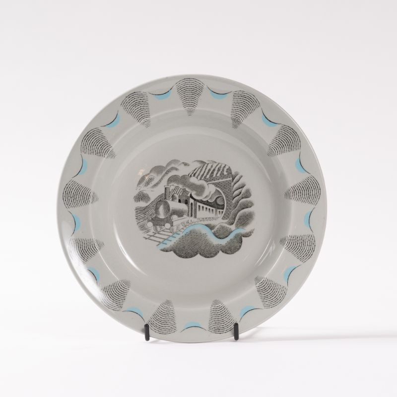 Wedgwood travel scene plate with train, designed by Eric Ravilious 1954