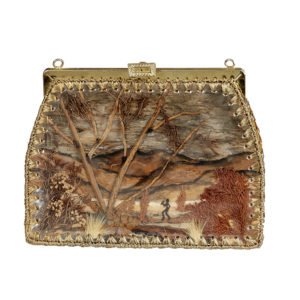 Hand painted bark handbag c 1930