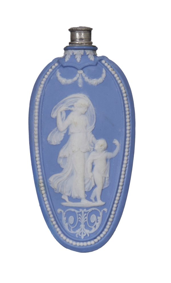 wedgwood jasper scent bottle, solid blue jasper, 18th century, flattened oval shape