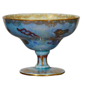 wedgwood, lustre glaze, peach melba footed cup, c.1915, bone china, butterfly decoration, lustre,