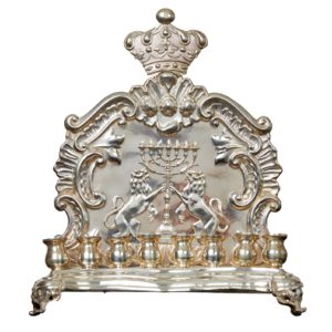 silver channukiah, prague, c.1900, judaica