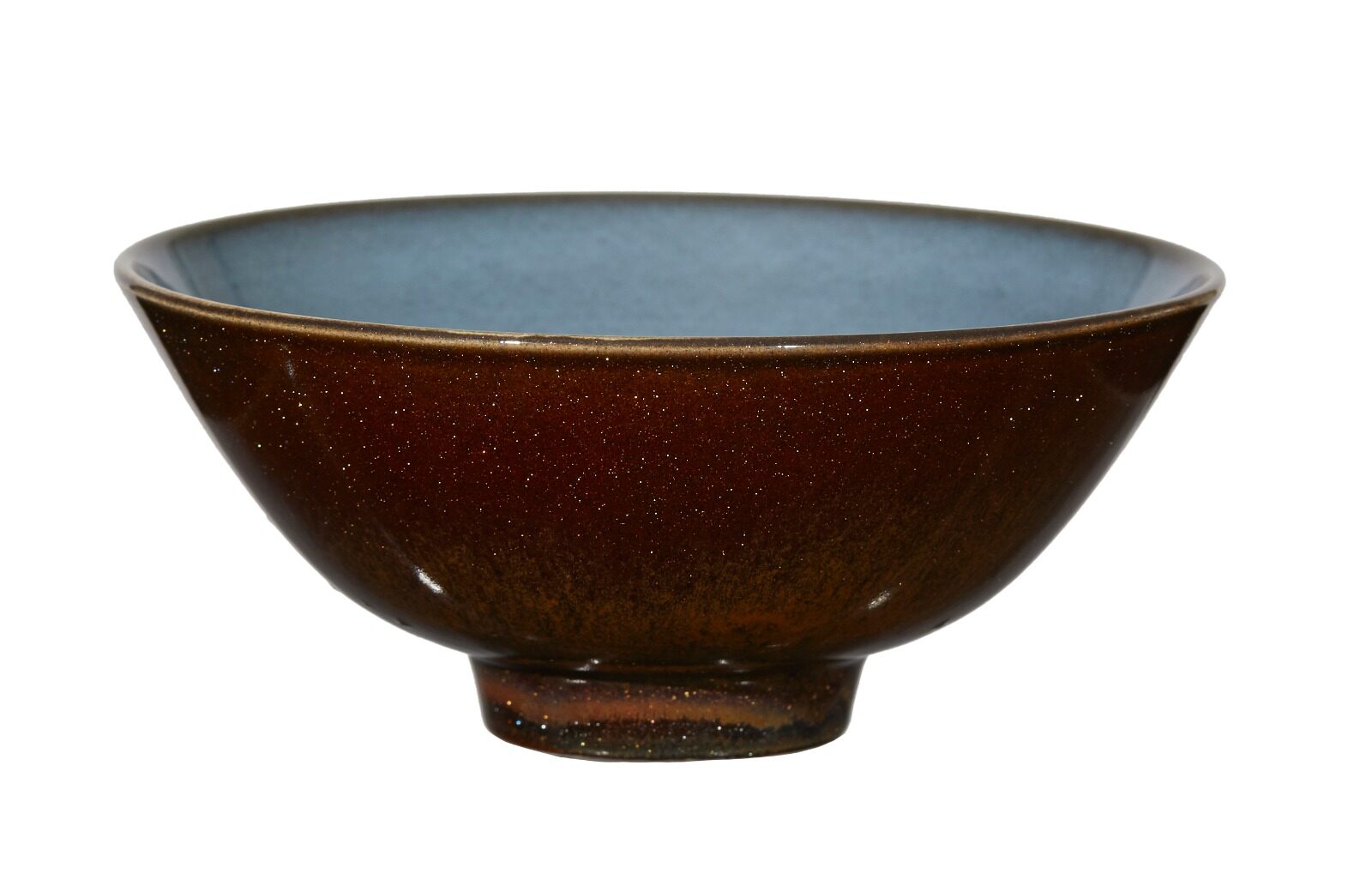 wedgwood, norman wilson bowl, aventurine glaze, turquoise and speckled brown. Each piece is unique, a one off.